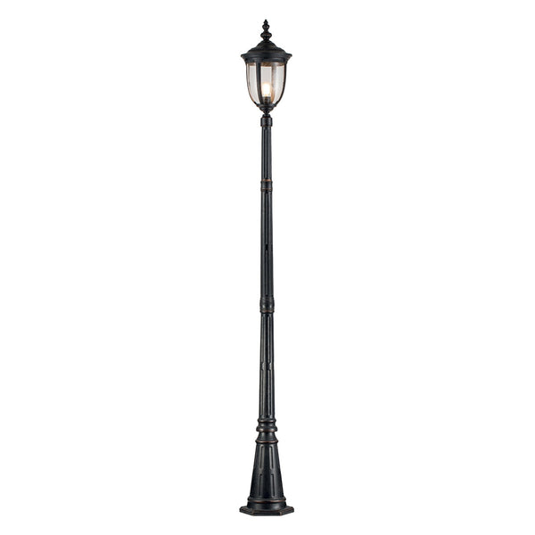 Cleveland Lamp Post Lantern in Weathered Bronze with Clear Seeded Glass
