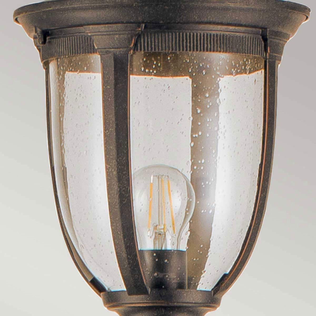Cleveland Lamp Post Lantern in Weathered Bronze with Clear Seeded Glass
