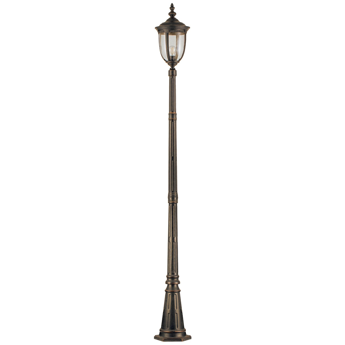 Cleveland Lamp Post Lantern in Weathered Bronze with Clear Seeded Glass