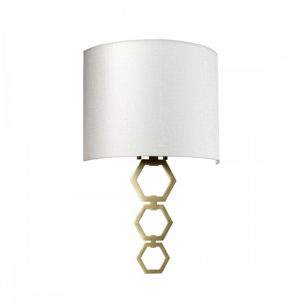 Clark Medium Wall Light in Aged Brass with Ivory Faux Silk Shade