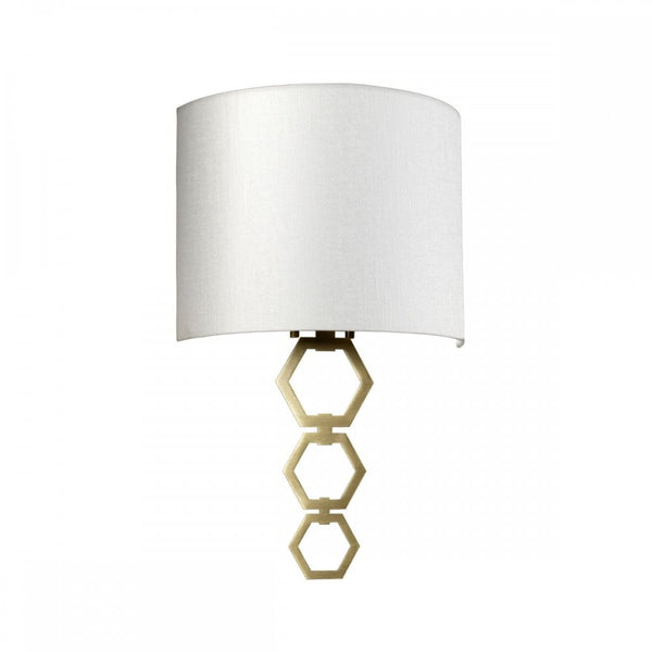 Clark Medium Wall Light in Aged Brass with Ivory Faux Silk Shade