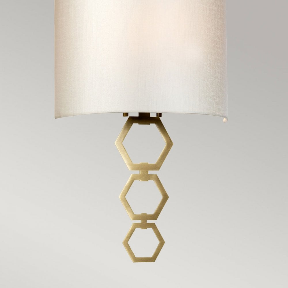 Clark Medium Wall Light in Aged Brass with Ivory Faux Silk Shade