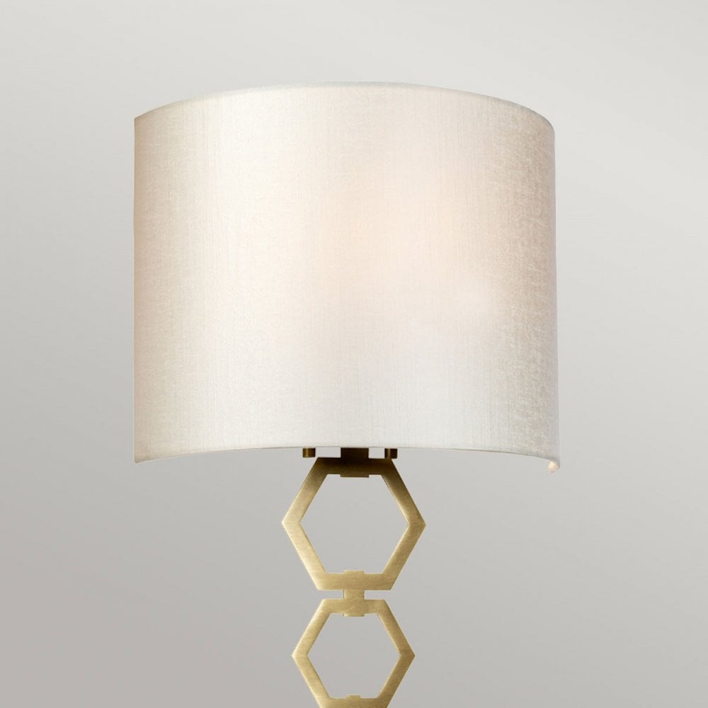 Clark Medium Wall Light in Aged Brass with Ivory Faux Silk Shade