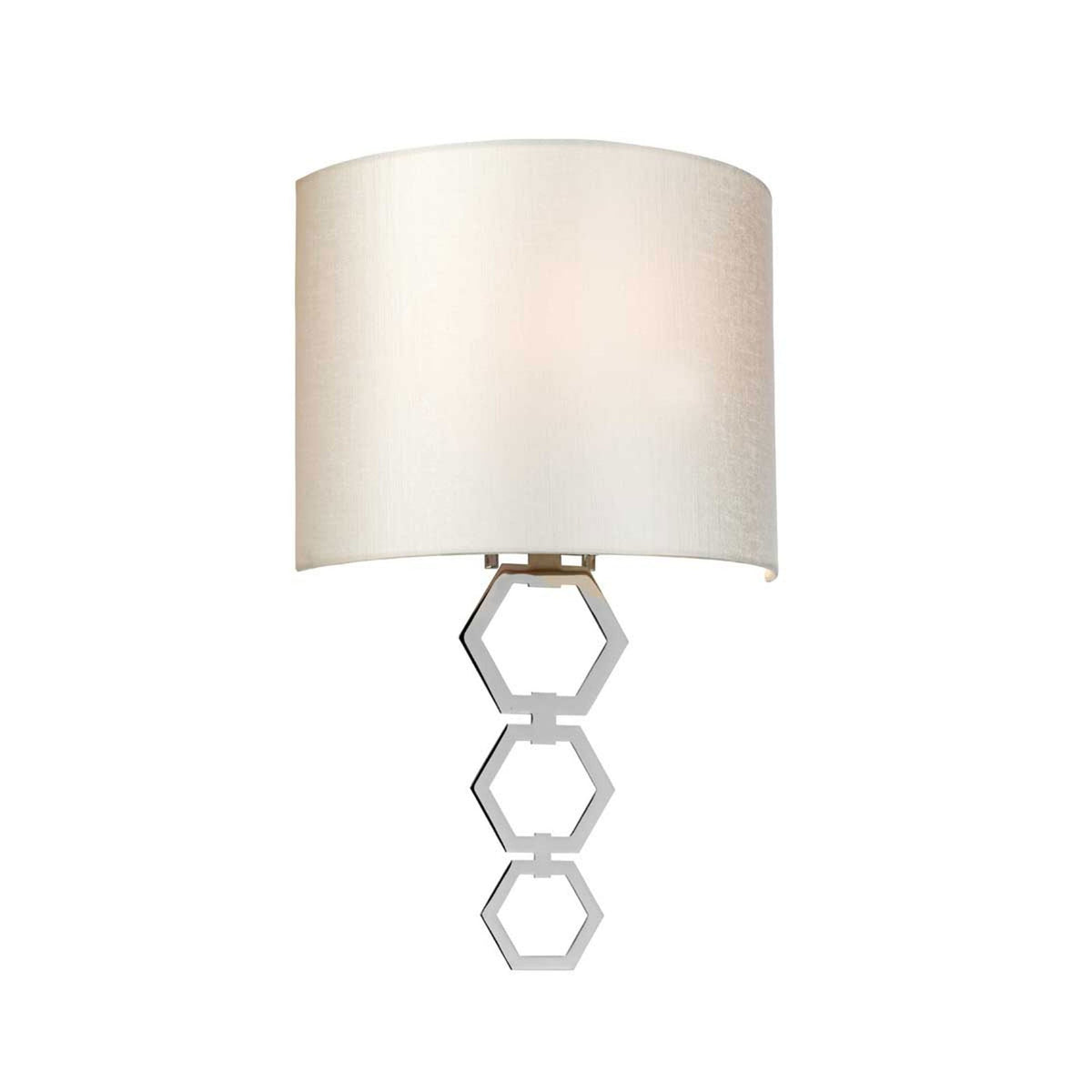 Clark Medium Wall Light in Polished Chrome with Ivory Faux Silk Shade