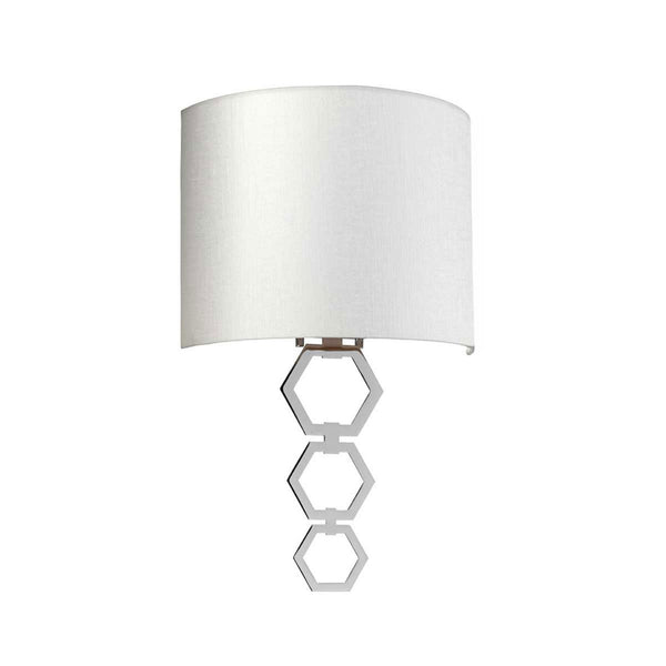 Clark Medium Wall Light in Polished Chrome with Ivory Faux Silk Shade
