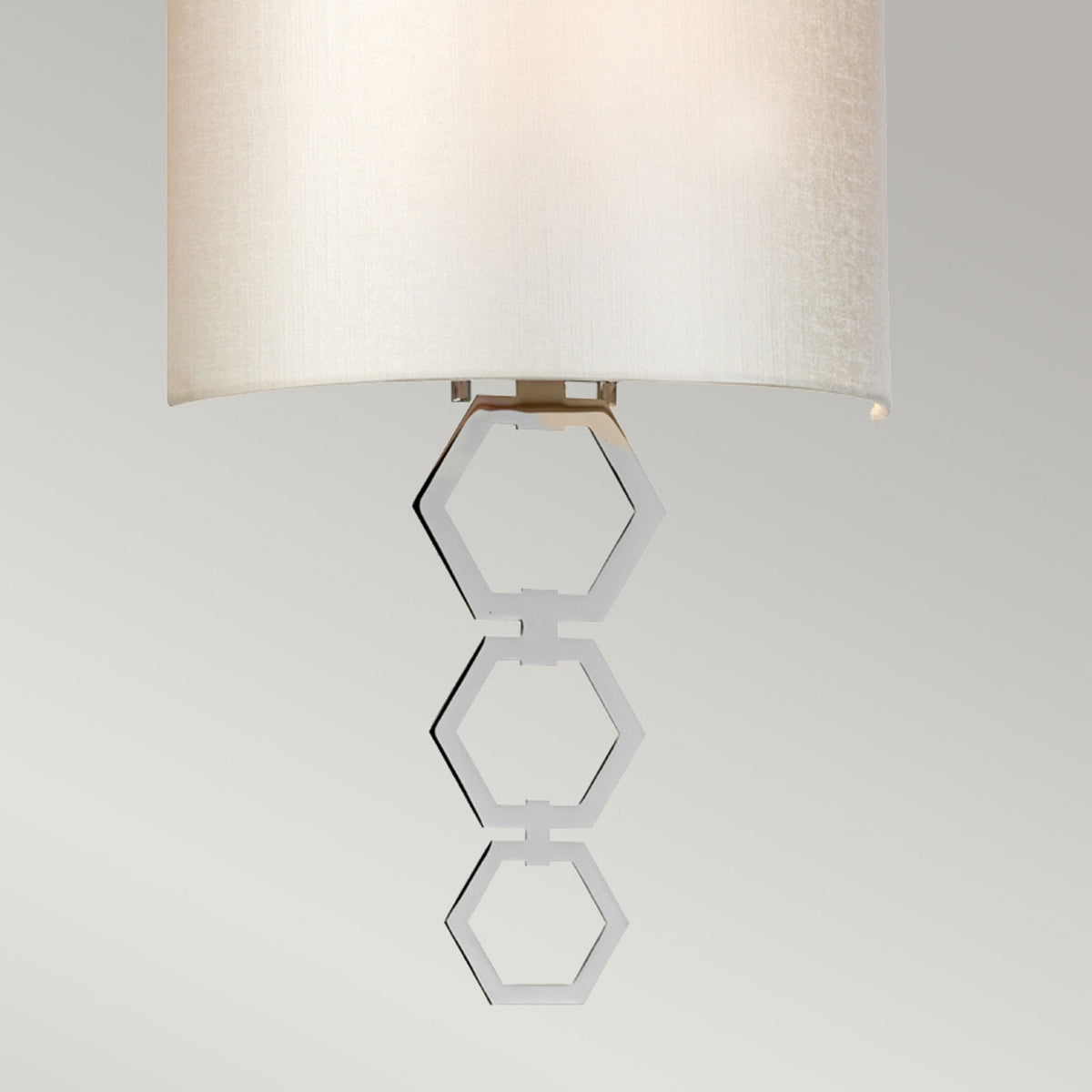 Clark Medium Wall Light in Polished Chrome with Ivory Faux Silk Shade