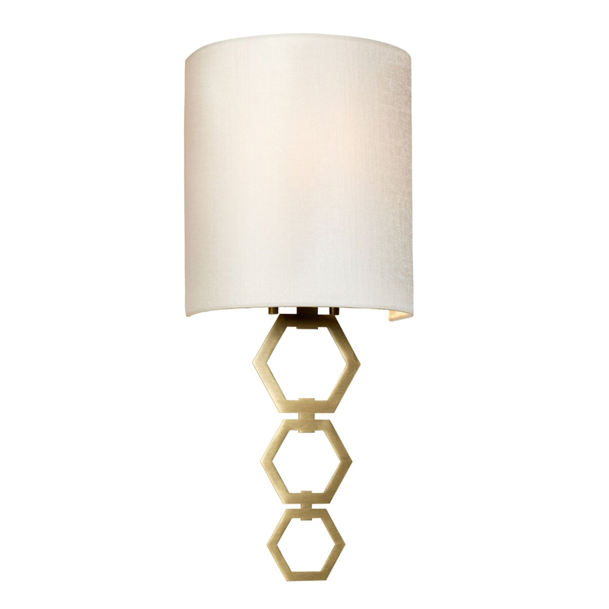 Clark Small Wall Light in Aged Brass with Ivory Faux Silk Shade