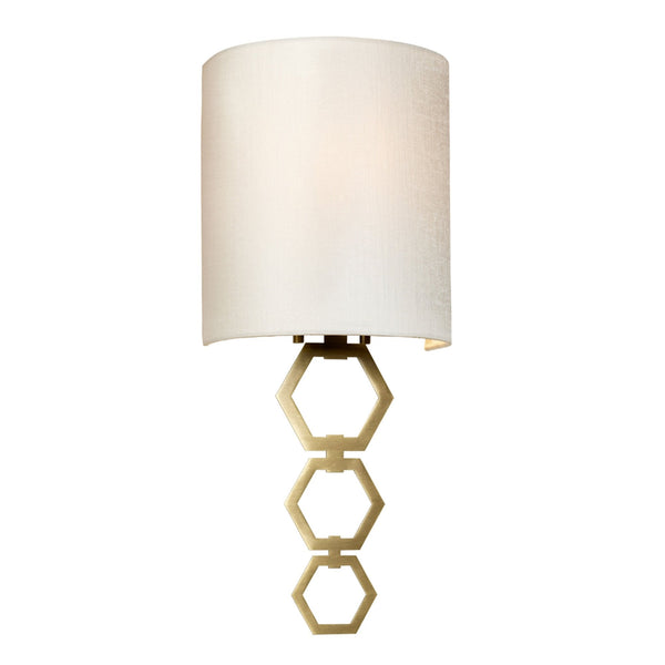 Clark Small Wall Light in Aged Brass with Ivory Faux Silk Shade