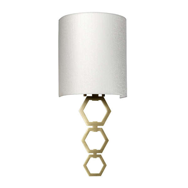 Clark Small Wall Light in Aged Brass with Ivory Faux Silk Shade