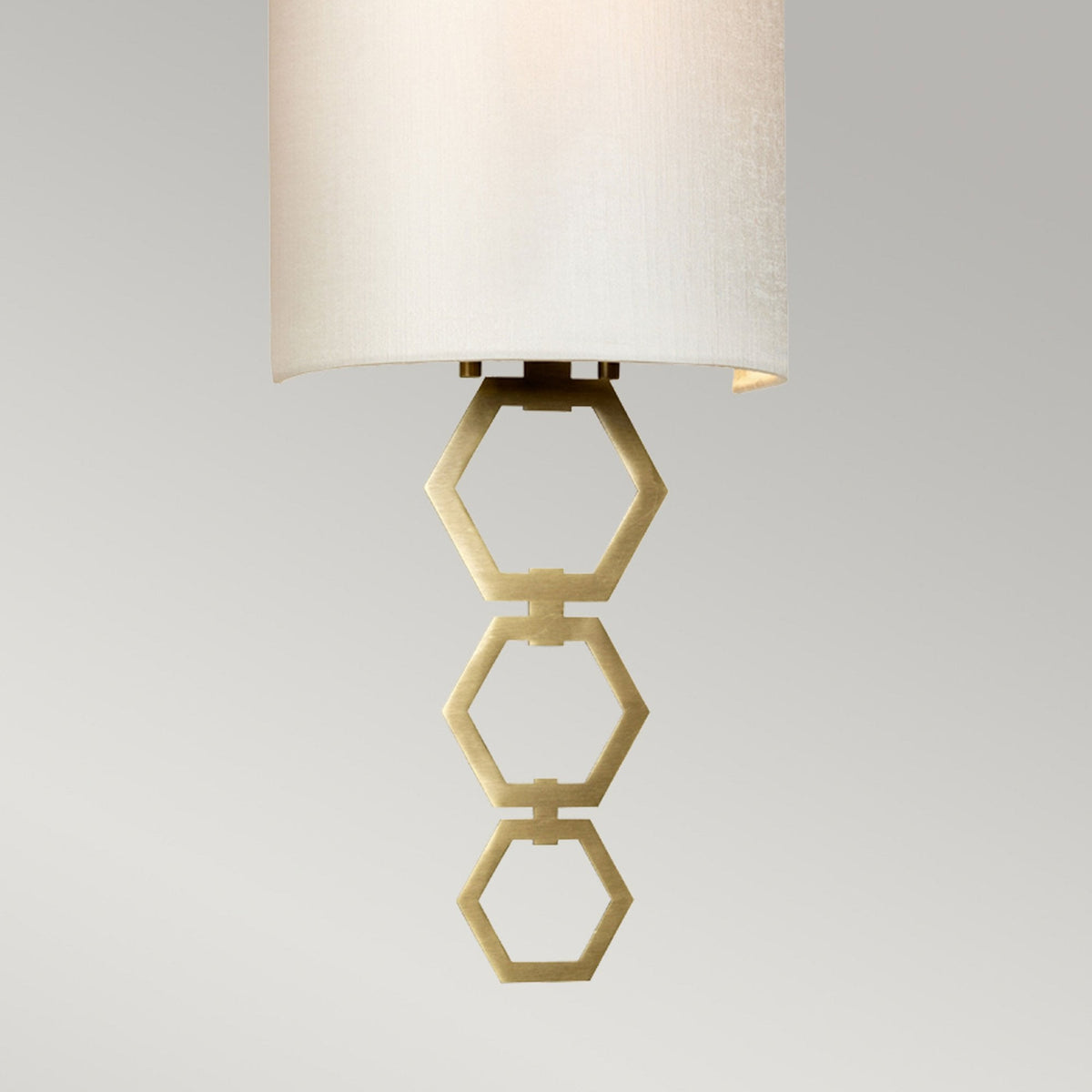 Clark Small Wall Light in Aged Brass with Ivory Faux Silk Shade