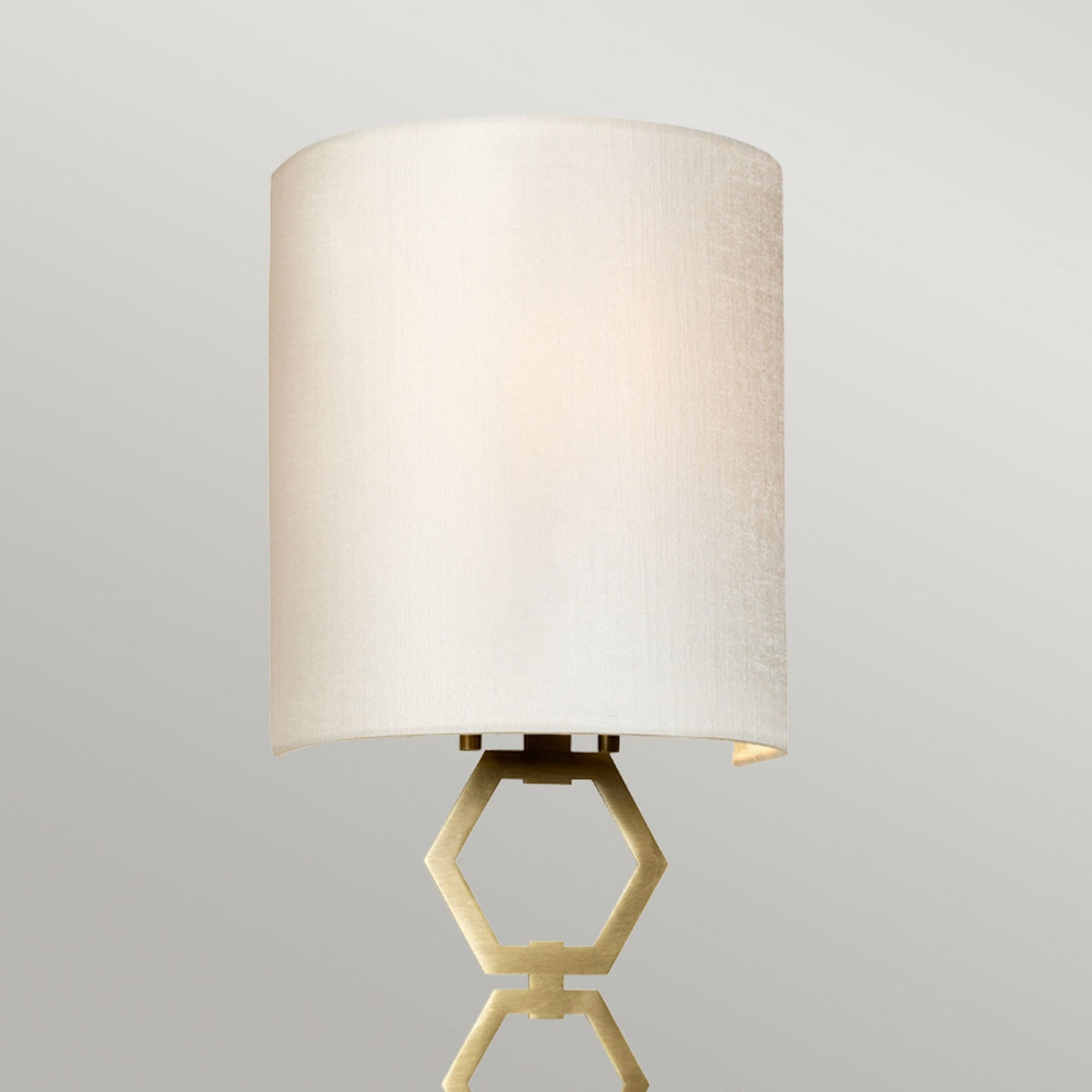 Clark Small Wall Light in Aged Brass with Ivory Faux Silk Shade