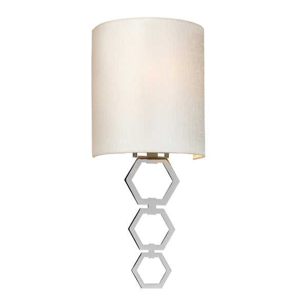 Clark Small Wall Light in Polished Chrome with Ivory Faux Silk Shade