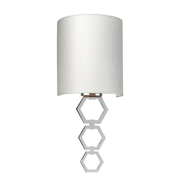 Clark Small Wall Light in Polished Chrome with Ivory Faux Silk Shade