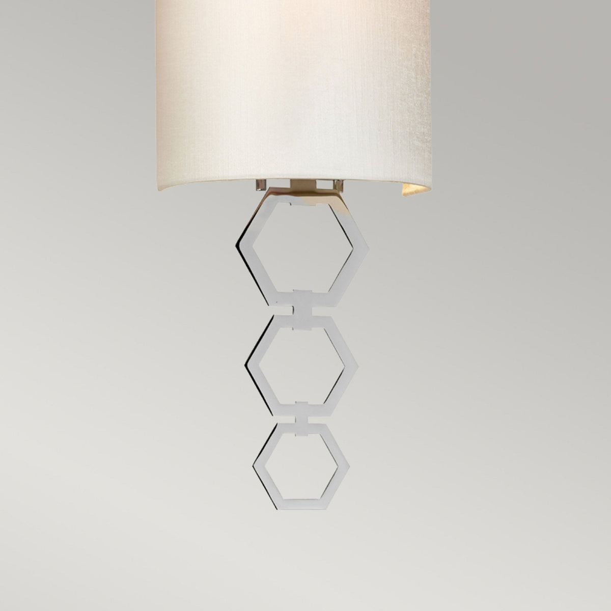Clark Small Wall Light in Polished Chrome with Ivory Faux Silk Shade