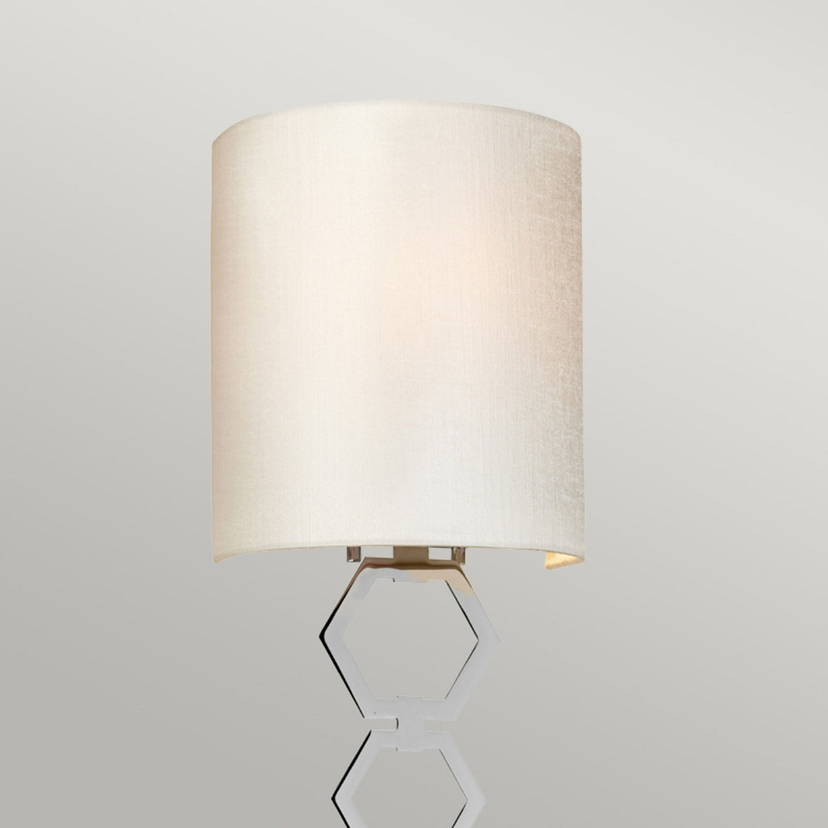 Clark Small Wall Light in Polished Chrome with Ivory Faux Silk Shade