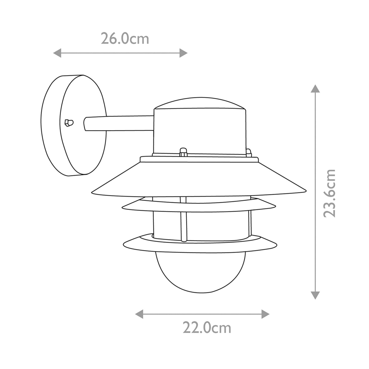 Copenhagen Stainless Steel Exterior Wall Light in Silver