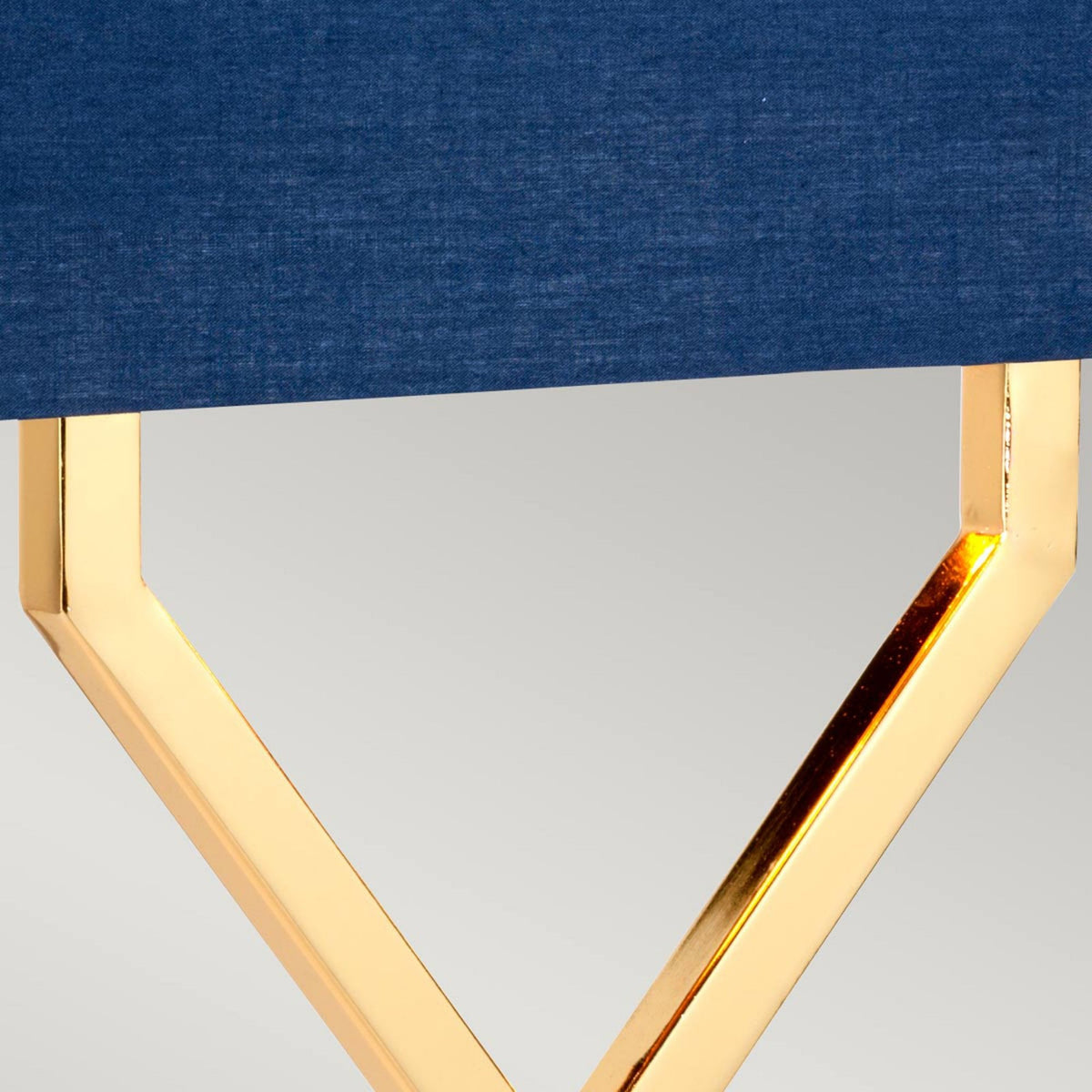 Cross Table Lamp in Polished Gold with Navy Blue Shade