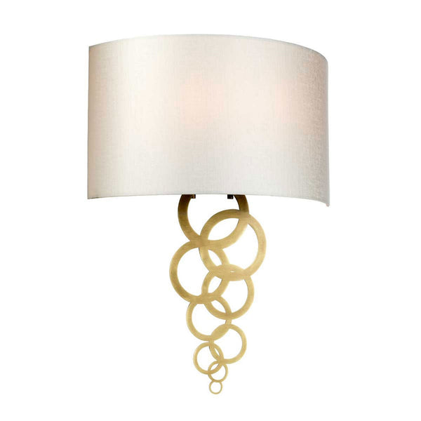 Curtis Large Wall Light in Aged Brass with Ivory Faux Silk Shade
