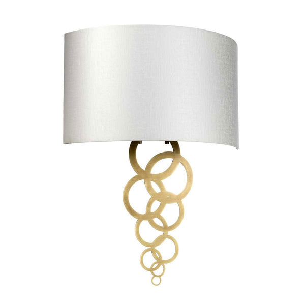 Curtis Large Wall Light in Aged Brass with Ivory Faux Silk Shade