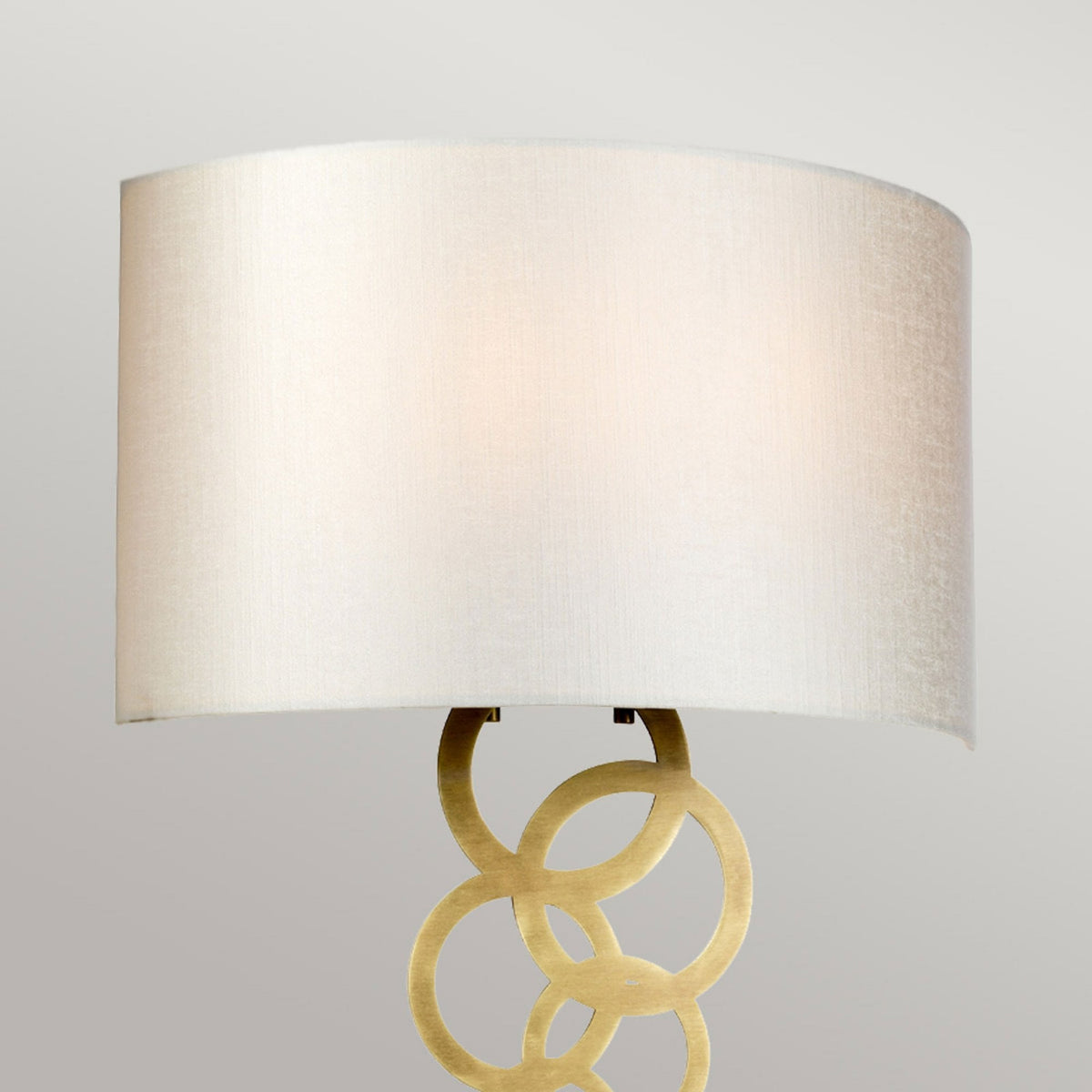 Curtis Large Wall Light in Aged Brass with Ivory Faux Silk Shade