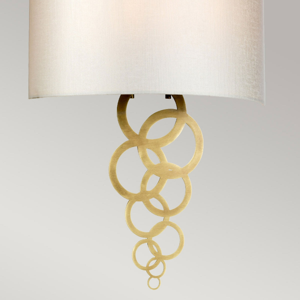 Curtis Large Wall Light in Aged Brass with Ivory Faux Silk Shade