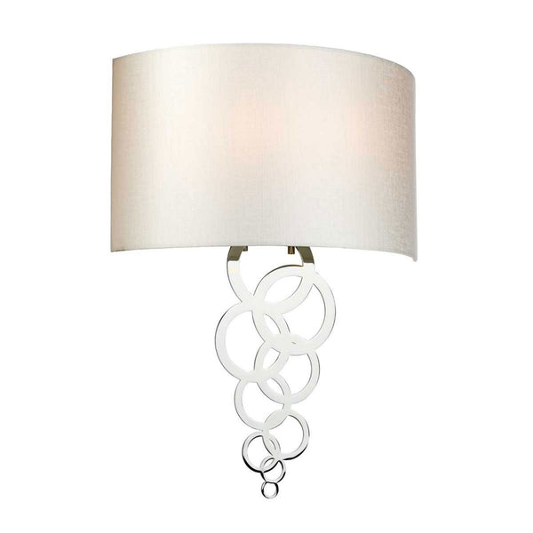 Curtis Large Wall Light in Polished Chrome with Ivory Faux Silk Shade