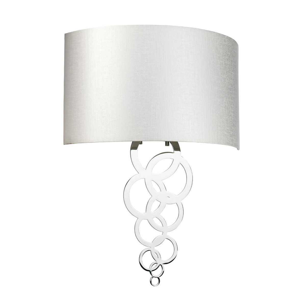 Curtis Large Wall Light in Polished Chrome with Ivory Faux Silk Shade