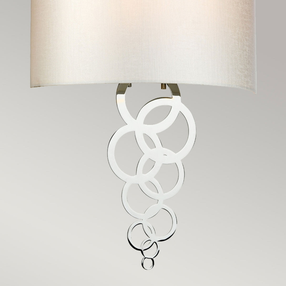 Curtis Large Wall Light in Polished Chrome with Ivory Faux Silk Shade