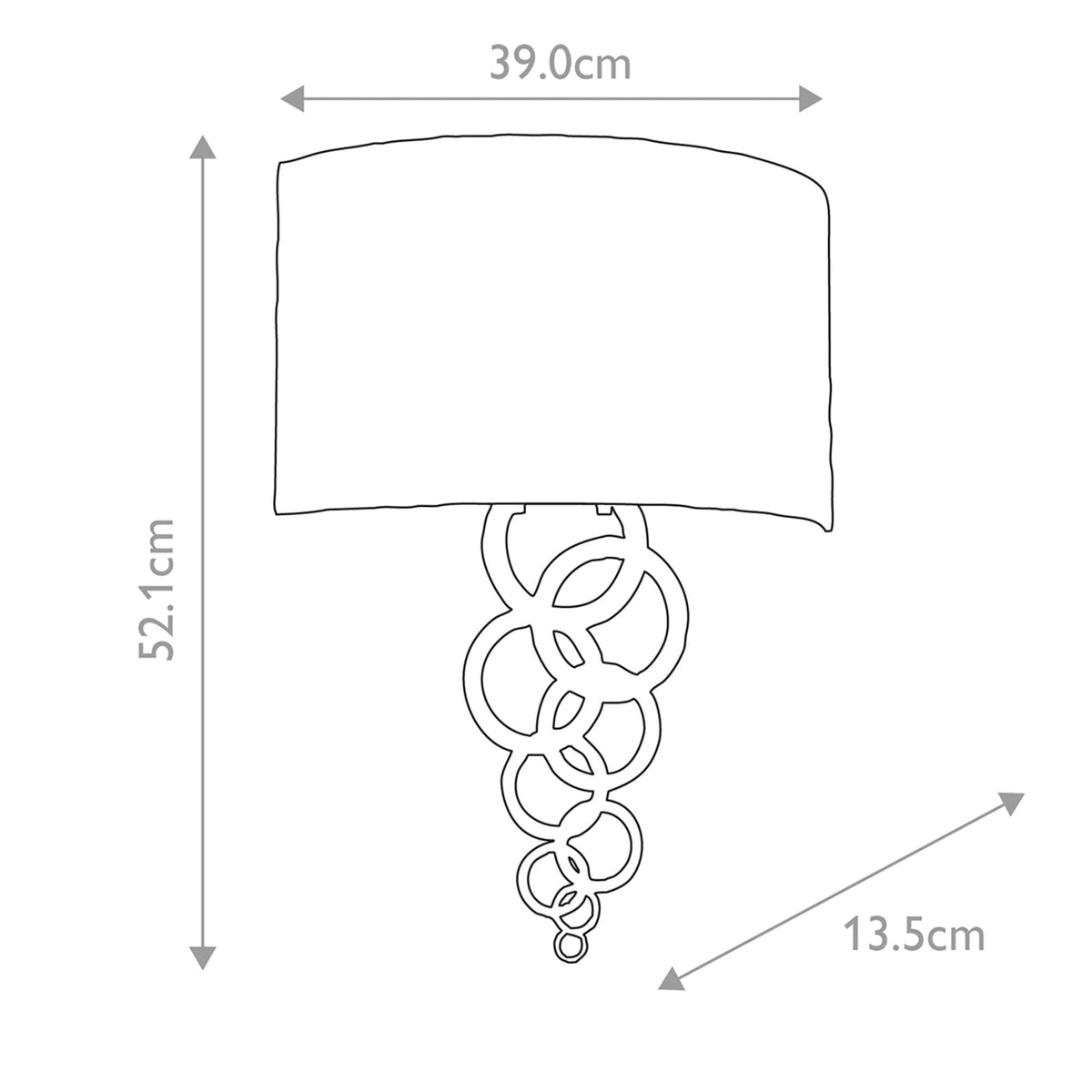 Curtis Large Wall Light in Polished Chrome with Ivory Faux Silk Shade