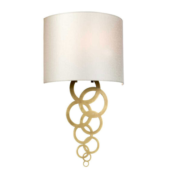 Curtis Medium Wall Light in Aged Brass with Ivory Faux Silk Shade
