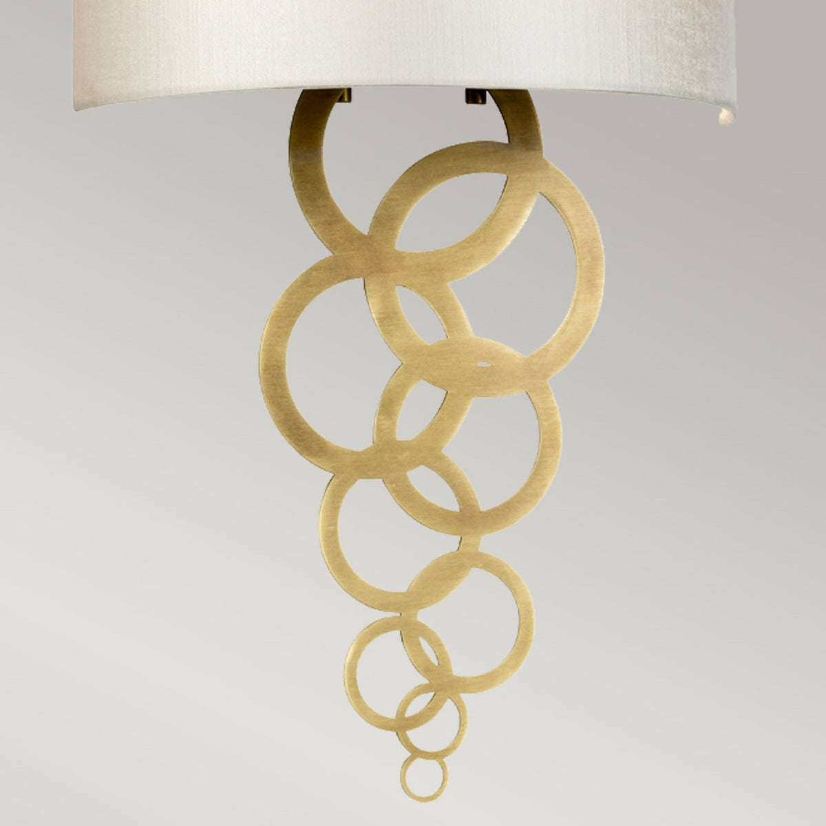 Curtis Medium Wall Light in Aged Brass with Ivory Faux Silk Shade