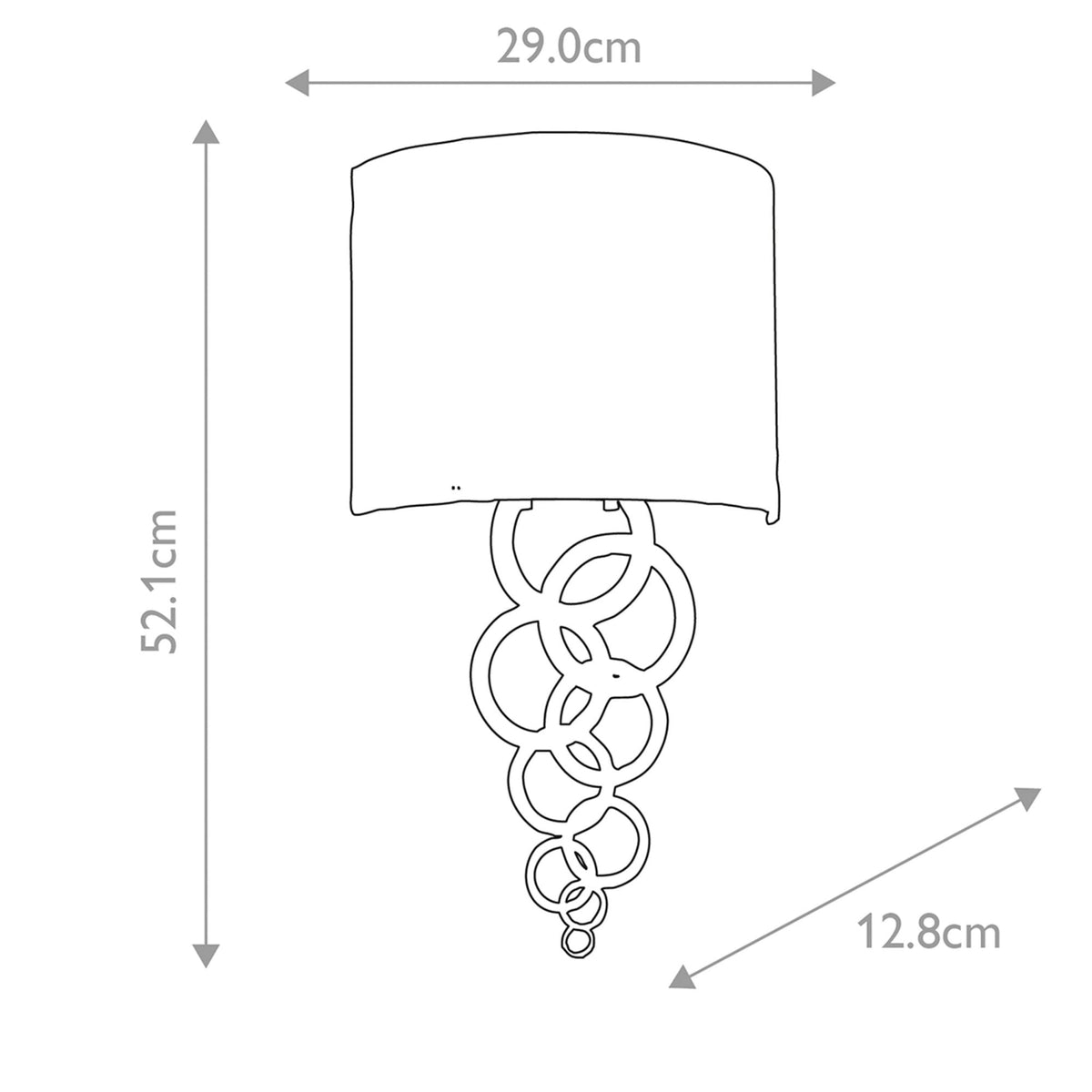 Curtis Medium Wall Light in Polished Chrome with Ivory Faux Silk Shade