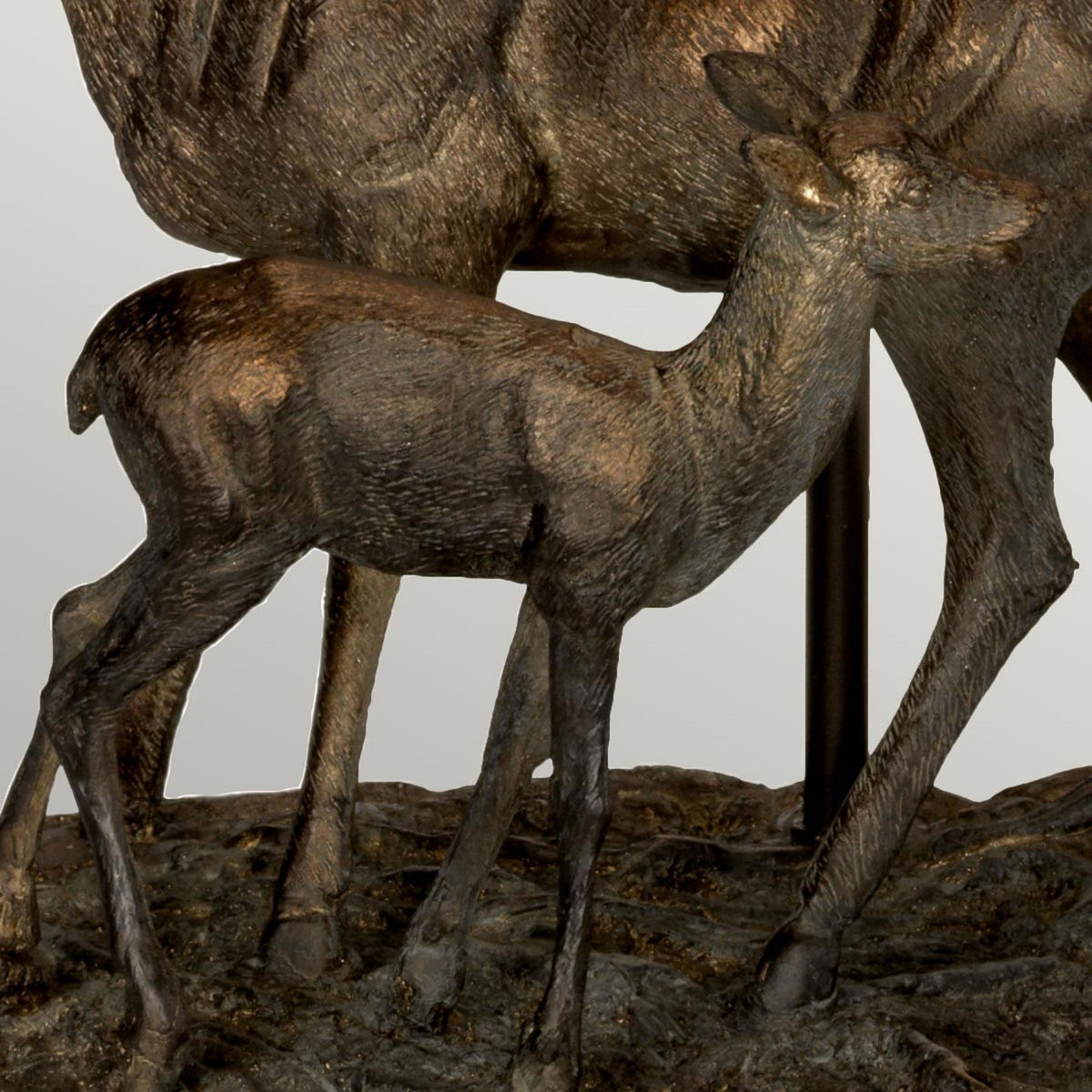Amelia Stag & Fawn Table Lamp in Bronze Patina with Oval Natural Hessian Shade