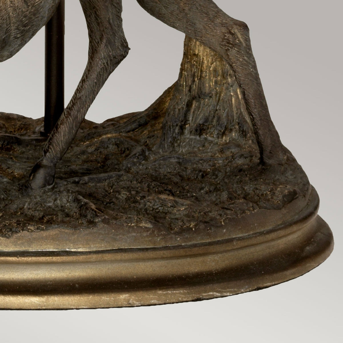 Amelia Stag & Fawn Table Lamp in Bronze Patina with Oval Natural Hessian Shade