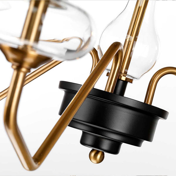 Armand Three Arm Pendant in Aged Brass & Charcoal Black with Clear Shades