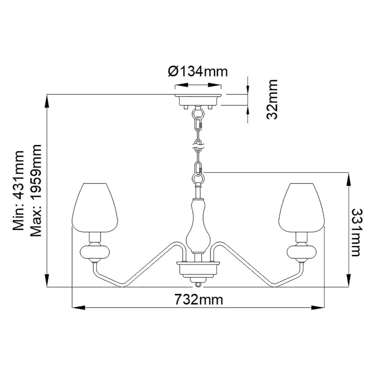 Armand Three Arm Pendant in Aged Brass & Charcoal Black with Clear Shades