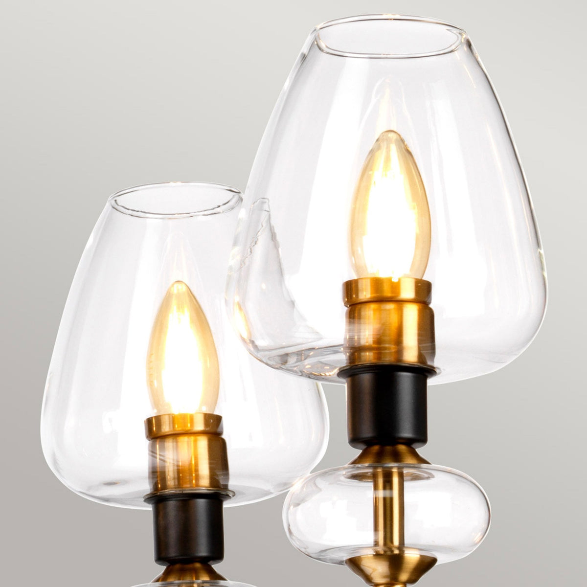 Armand Five Arm Pendant in Aged Brass & Charcoal Black with Clear Shades