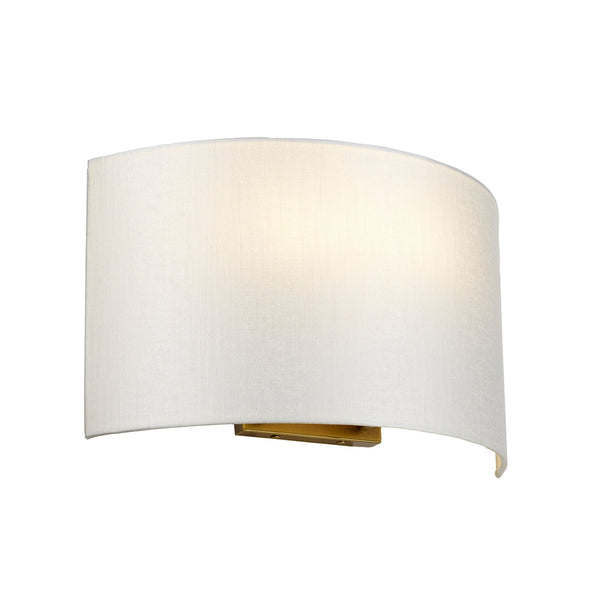 Cooper Large Curved Wall Light in Aged Brass with Ivory Faux Silk Shade
