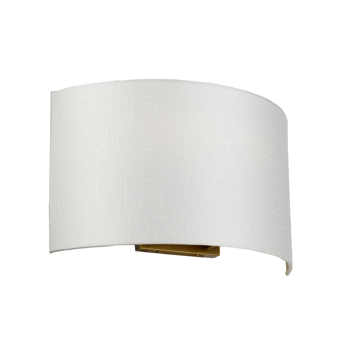 Cooper Large Curved Wall Light in Aged Brass with Ivory Faux Silk Shade