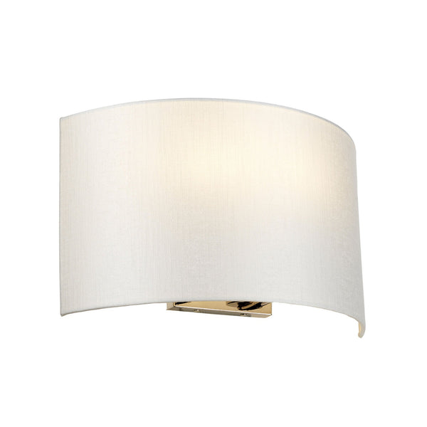 Cooper Large Curved Wall Light in Polished Chrome with Ivory Faux Silk Shade