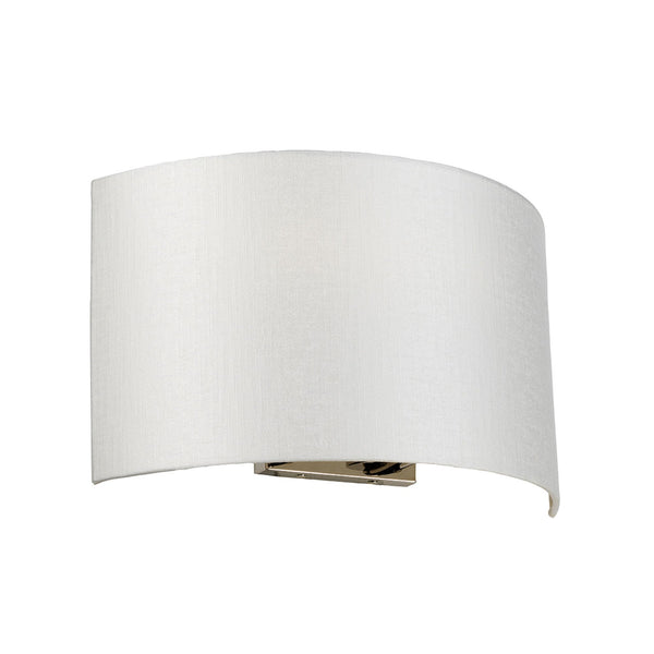 Cooper Large Curved Wall Light in Polished Chrome with Ivory Faux Silk Shade