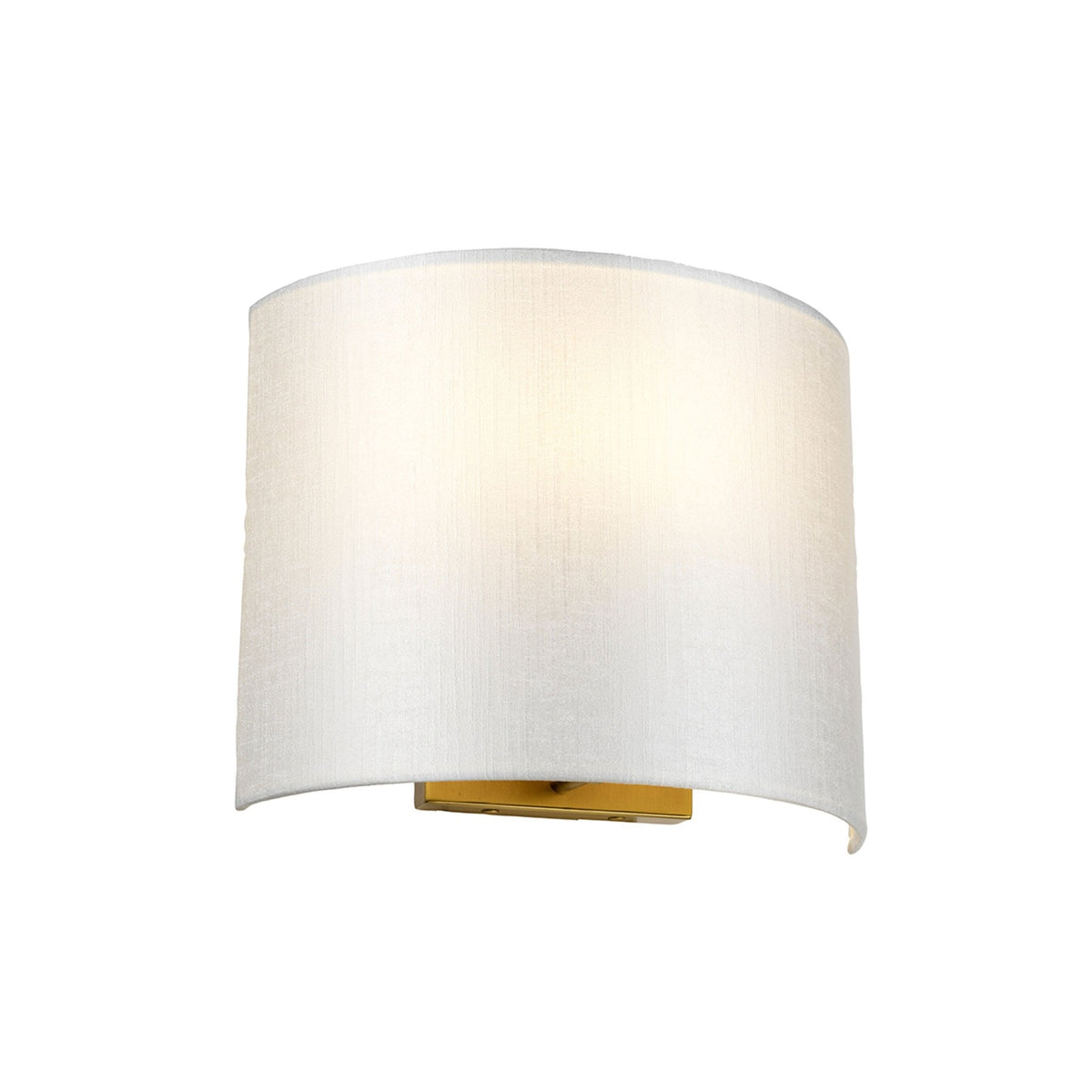 Cooper Medium Curved Wall Light in Aged Brass with Ivory Faux Silk Shade