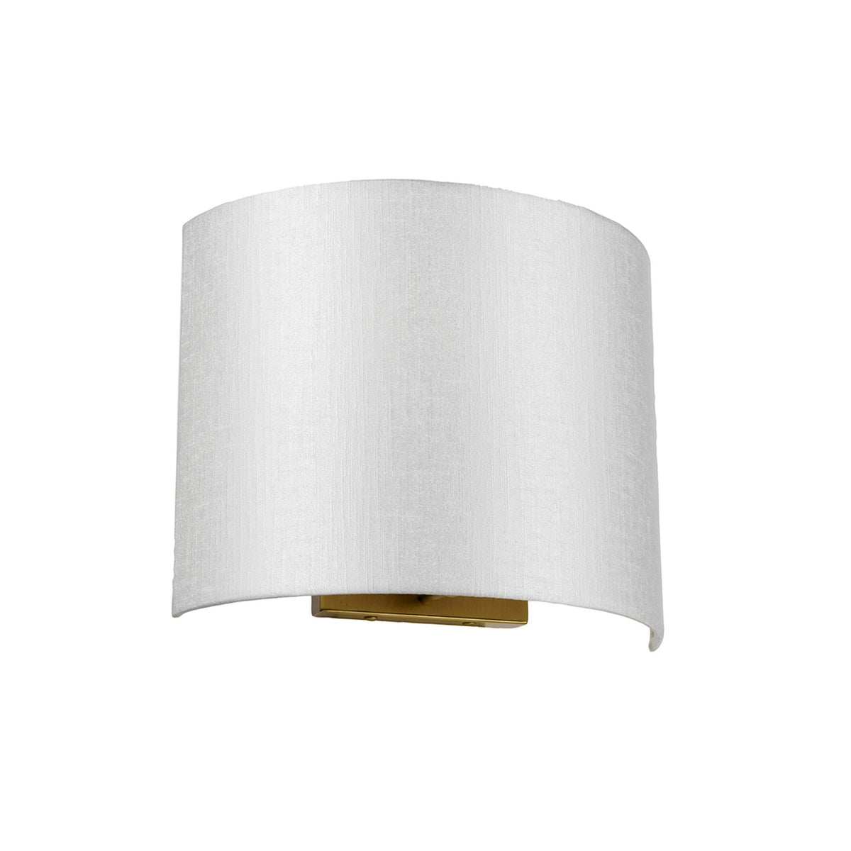 Cooper Medium Curved Wall Light in Aged Brass with Ivory Faux Silk Shade