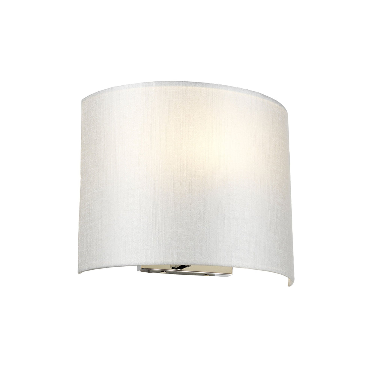 Cooper Medium Curved Wall Light in Polished Chrome with Ivory Faux Silk Shade