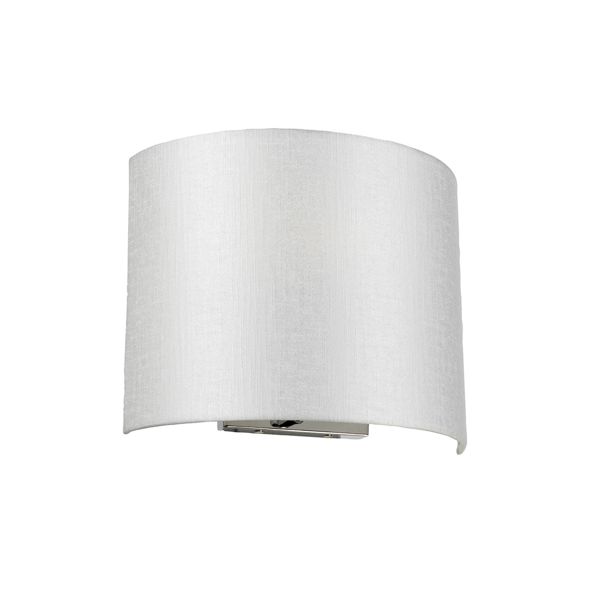 Cooper Medium Curved Wall Light in Polished Chrome with Ivory Faux Silk Shade