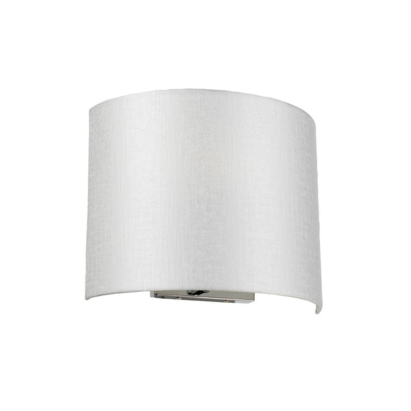 Cooper Medium Curved Wall Light in Polished Chrome with Ivory Faux Silk Shade