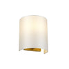 Cooper Small Curved Wall Light in Aged Brass with Ivory Faux Silk Shade