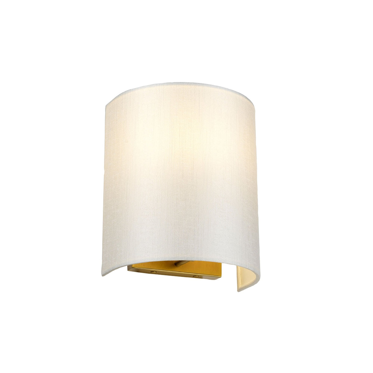 Cooper Small Curved Wall Light in Aged Brass with Ivory Faux Silk Shade