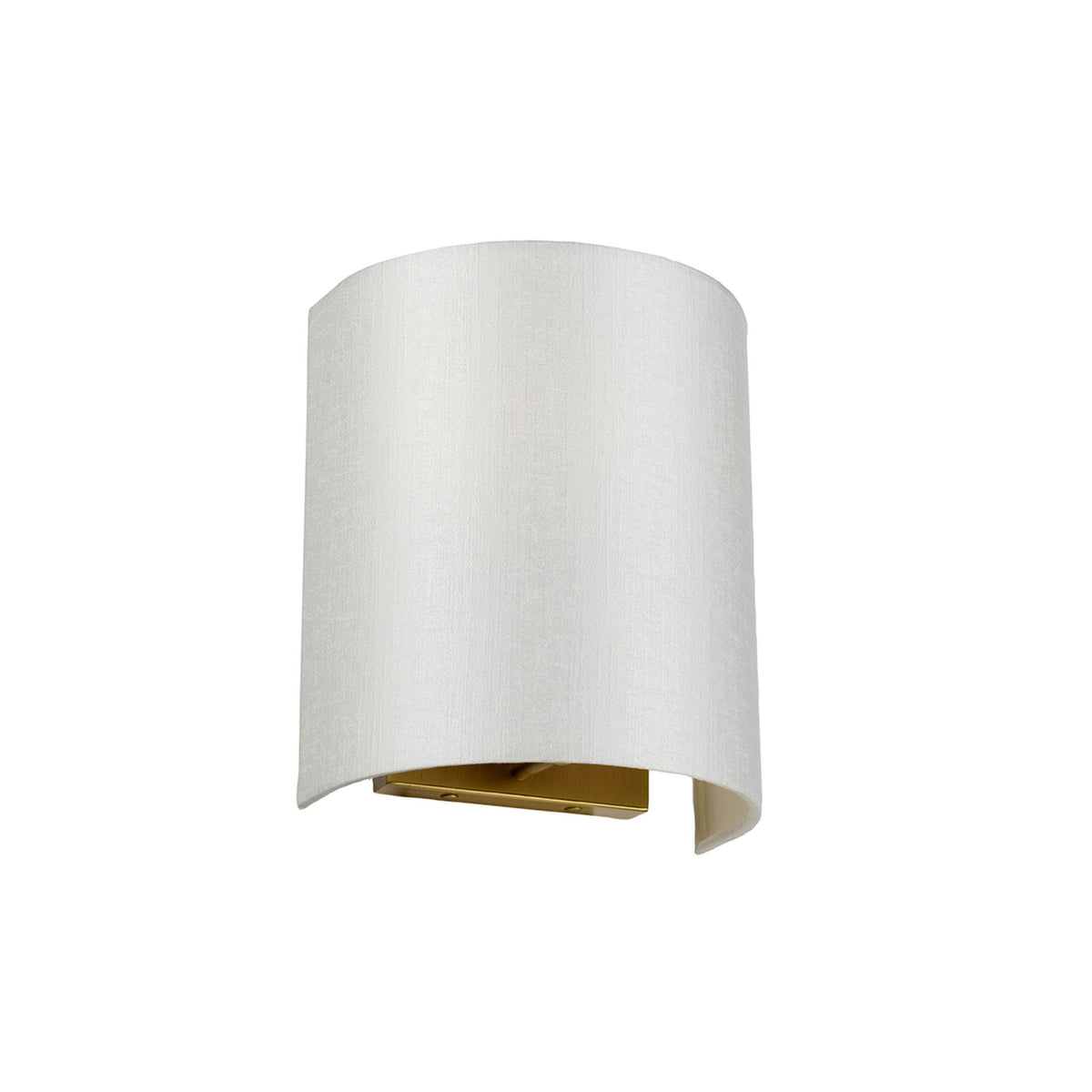 Cooper Small Curved Wall Light in Aged Brass with Ivory Faux Silk Shade