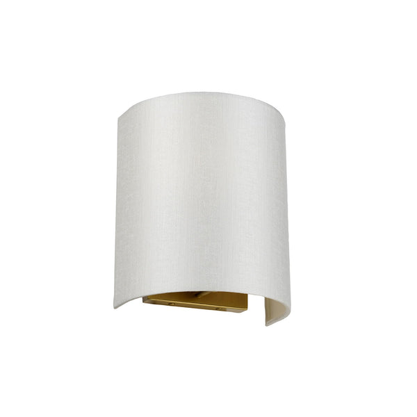 Cooper Small Curved Wall Light in Aged Brass with Ivory Faux Silk Shade